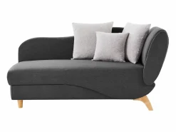 Vente-unique Diván Cama|Diván (ángulo derecho) convertible de tela antracita con cojines grises PENELOPE
