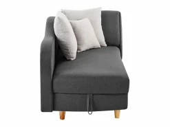 Vente-unique Diván Cama|Diván (ángulo derecho) convertible de tela antracita con cojines grises PENELOPE