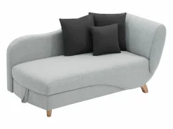 Vente-unique Diván (ángulo derecho) convertible de tela con cojines antracita PENELOPE Gris claro