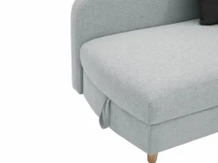 Vente-unique Diván (ángulo derecho) convertible de tela con cojines antracita PENELOPE Gris claro