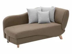 Diván (ángulo izquierdo) convertible de tela marrón con cojines grises PENELOPE^Vente-unique Clearance