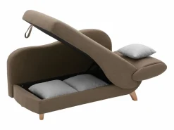 Diván (ángulo izquierdo) convertible de tela marrón con cojines grises PENELOPE^Vente-unique Clearance