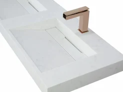Shower & Design Lavabo|Doble lavabo suspendido 120 cm efecto mármol - KODIAK