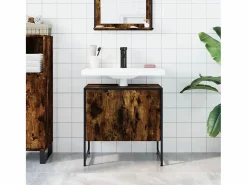 Dogus Armario lavabo baño madera ingeniería roble ahumado 60x33x60 cm^Garden Furniture