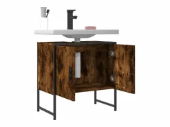 Dogus Armario lavabo baño madera ingeniería roble ahumado 60x33x60 cm^Garden Furniture