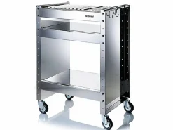 - Barbacoa de carbón con ruedas CLOVER – Acero inoxidable 18/10, estantes regulables, 59 × 40,5 × 82 cm-^Don Hierro Sale