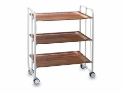 Don Hierro - Carrito auxiliar plegable BAUHAUS blanco con ruedas – 3 niveles y 3 posiciones- Marru00f3n chocolate Sale