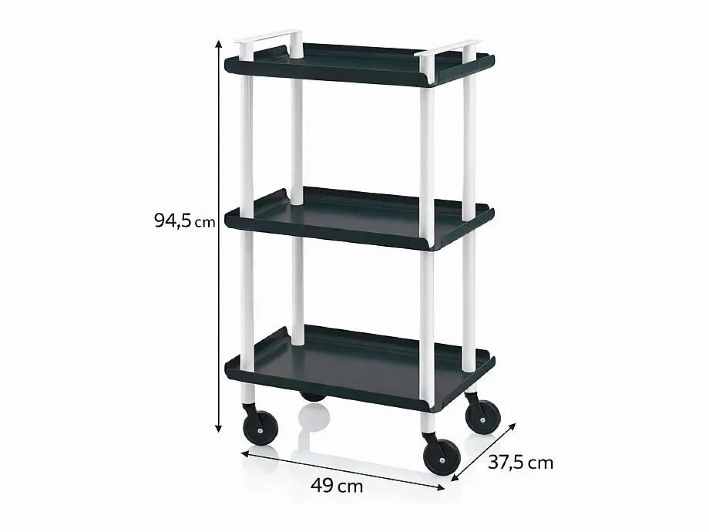 Don Hierro Mueble Camarera|- Carrito auxiliar LEKY, armazón blanco, 3 estantes. Multifuncional, práctico y decorativo-