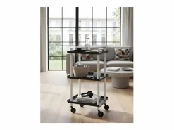 Don Hierro Mueble Camarera|- Carrito auxiliar LEKY, armazón blanco, 3 estantes. Multifuncional, práctico y decorativo-
