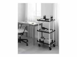 Don Hierro Mueble Camarera|- Carrito auxiliar LEKY, armazón blanco, 3 estantes. Multifuncional, práctico y decorativo-