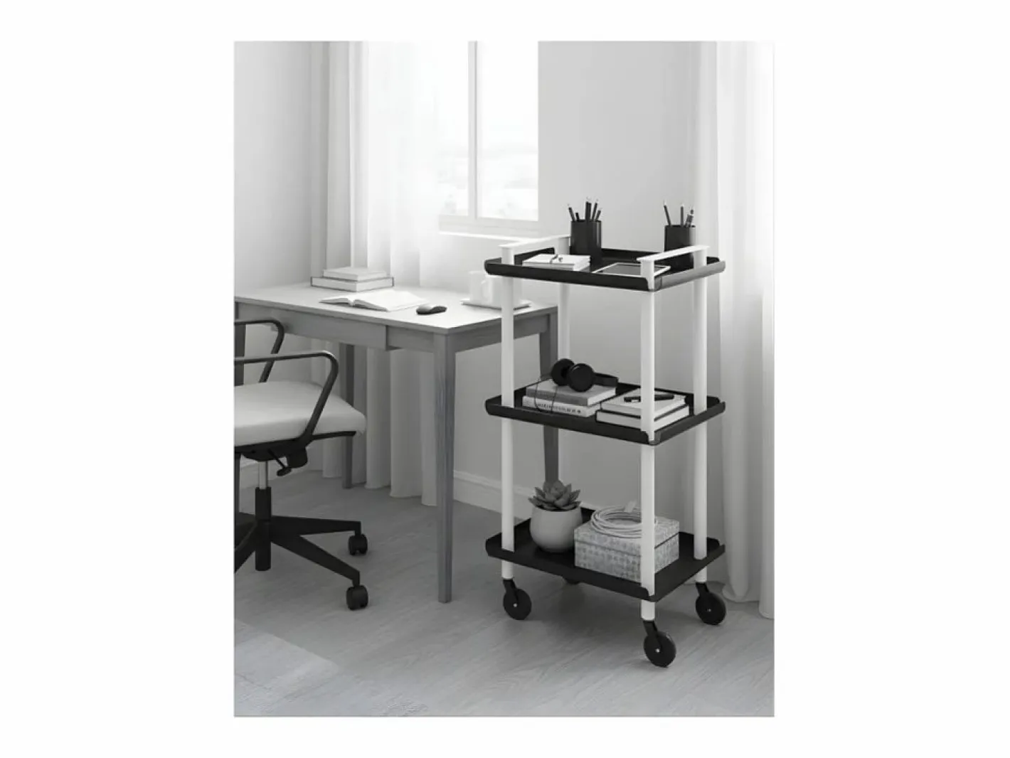 Don Hierro Mueble Camarera|- Carrito auxiliar LEKY, armazón blanco, 3 estantes. Multifuncional, práctico y decorativo-