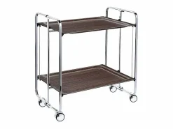 Don Hierro Mueble Camarera|- Carrito auxiliar plegable BAUHAUS cromado con ruedas – 2 niveles y 4 posiciones-