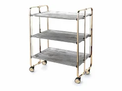 - Carrito auxiliar plegable BAUHAUS dorado con ruedas – 3 niveles y 3 posiciones-Pino envejecido^Don Hierro Outlet