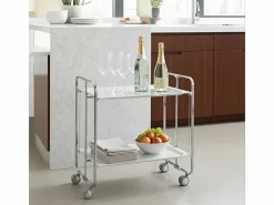 Don Hierro - Carrito auxiliar plegable BAUHAUS cromado con ruedas – 2 niveles y 4 posiciones- Blanco Sale