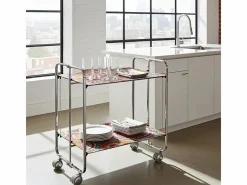Don Hierro - Carrito auxiliar plegable BAUHAUS cromado con ruedas – 2 niveles y 4 posiciones- Multicolor Sale
