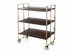 Don Hierro - Carrito auxiliar plegable BAUHAUS dorado con ruedas – 3 niveles y 3 posiciones-Wengue Gris antracita