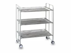Don Hierro - Carrito auxiliar plegable BAUHAUS blanco con ruedas – 3 niveles y 3 posiciones- Gris