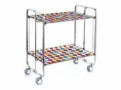 Don Hierro - Carrito auxiliar plegable BAUHAUS cromado con ruedas – 2 niveles y 4 posiciones- Multicolor New