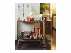 Don Hierro Mueble Camarera|- Carrito auxiliar plegable BAUHAUS dorado con ruedas – 2 niveles y 4 posiciones-