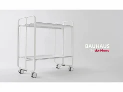 - Carrito auxiliar plegable BAUHAUS cromado con ruedas – 3 niveles y 3 posiciones-Pino envejecido^Don Hierro