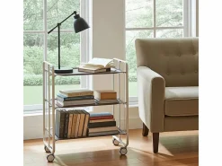 - Carrito auxiliar plegable BAUHAUS blanco con ruedas – 3 niveles y 3 posiciones-^Don Hierro New