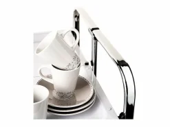 Don Hierro Mueble Camarera|- Carrito auxiliar plegable BAUHAUS cromado con ruedas – 2 niveles y 4 posiciones-Fresno