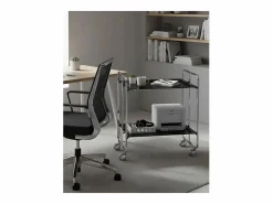 Don Hierro Mueble Camarera|- Carrito auxiliar plegable BAUHAUS cromado con ruedas – 2 niveles y 4 posiciones-