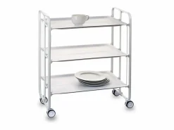 Don Hierro - Carrito auxiliar plegable BAUHAUS con ruedas – 3 niveles y 3 posiciones- Blanco Online