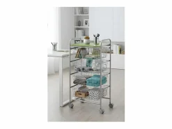 - Carrito verdulero GREEN, 4 cestas de gran capacidad, Gris aluminio y pistacho-^Don Hierro Online