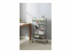 - Carrito verdulero GREEN, 4 cestas de gran capacidad, Gris aluminio y pistacho-^Don Hierro Online