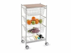 - Carrito verdulero KARINA , 3 cestas extraíbles grandes y botellero, -Haya-^Don Hierro New