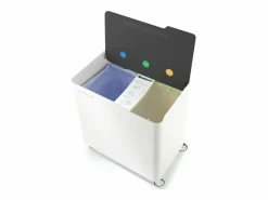 Don Hierro - Cubo de basura reciclaje ECOBOX, con ruedas y cierre suave, 60 litros- Negro New