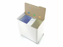 Don Hierro - Cubo de basura reciclaje ECOBOX, con ruedas y cierre suave, 60 litros- Beige Best