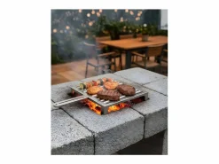 Don Hierro Materiales Y Utensilios De Cocina|- Parrilla de acero inoxidable para barbacoa, especial carne, ABRÁSAME, tamaño mediano-