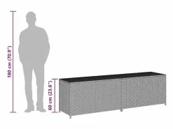 Garden Furniture Baúl De Jardín|Dorian Caja de almacenaje de jardín ratán sintético 200x50x60 cm