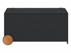 Garden Furniture Dorian Caja de almacenaje jardín con ruedas ratán sintético 190L Negro Sale