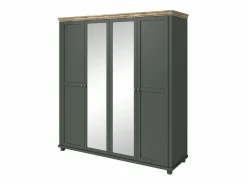 Meublorama Dormitorio Completo|Dormitorio ASSIA: Armario de 200cm, Cama de 160x200, cómoda, mesitas de noche. Color caqui y roble.