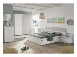 Dormitorio Completo|Dormitorio Completo (cabecero + 2 mesitas + armario + zapatero) /Cemento