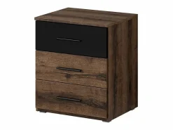 Dormitorio EOS: Armario, cama de 160x200, cómoda, mesitas de noche. Color roble oscuro y negro.^Meublorama Hot