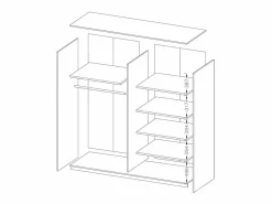 Dormitorio EOS: Armario de 2 metros, Cama de 180x200, cómoda, mesitas de noche. Color roble oscuro y negro.^Meublorama Best