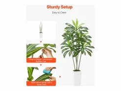 Dracaena Artificial SucceBuy, 1,8 m, Planta Artificial Tropical en Maceta Blanca, Falso Árbol Tropical, Planta Falsa Hojas Polietileno para Salón Verde Online