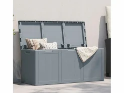Garden Furniture Drumkeeran Caja de almacenaje para jardín 270 L PP aspecto madera Gris New