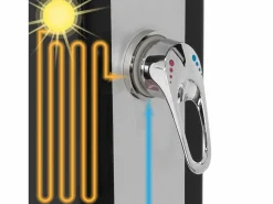 ML-DESIGN Energía Solar|Ducha solar de jardín 40 L negro/plata cabezal ajustable grifo piscina camping