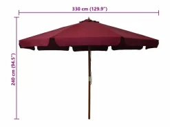 Eastvale Sombrilla de jardín con palo de madera color burdeos 330 cm^Garden Furniture Sale