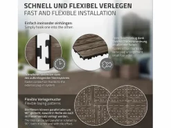 ML-DESIGN Terraza|ECD Germany Baldosas para exterior de WPC marrón oscuro 30x30cm efecto madera 11 Piezas para 1m² con sistema clic, losas para terraza, balcón o patio