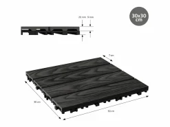ML-DESIGN ECD Germany Baldosas para exterior de WPC antracita 30x30cm efecto madera 55 piezas para 5m² con sistema clic, losas para terraza, balcón o patio Gris antracita