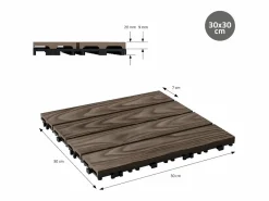 ECD Germany Baldosas para exterior de WPC marrón oscuro 30x30cm efecto madera 44 Piezas para 4m² con sistema clic, losas para terraza, balcón o patio^ML-DESIGN Discount