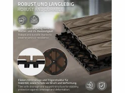 ML-DESIGN Terraza|ECD Germany Baldosas para exterior de WPC marrón oscuro 30x30cm efecto madera 22 Piezas para 2m² con sistema clic, losas para terraza, balcón o patio
