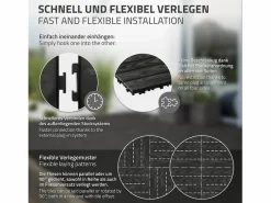 ML-DESIGN ECD Germany Baldosas para exterior de WPC antracita 30x30cm efecto madera 22 piezas para 2m² con sistema clic, losas para terraza, balcón o patio Gris antracita Hot