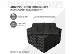 ML-DESIGN ECD Germany Baldosas para exterior de WPC antracita 30x30cm efecto madera 22 piezas para 2m² con sistema clic, losas para terraza, balcón o patio Gris antracita Hot